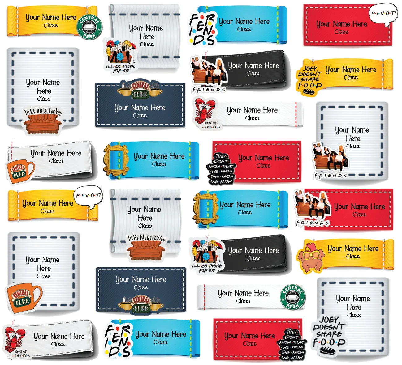 ""Friends" school labels packs