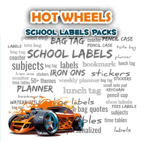 ""Hot Wheels" School labels packs