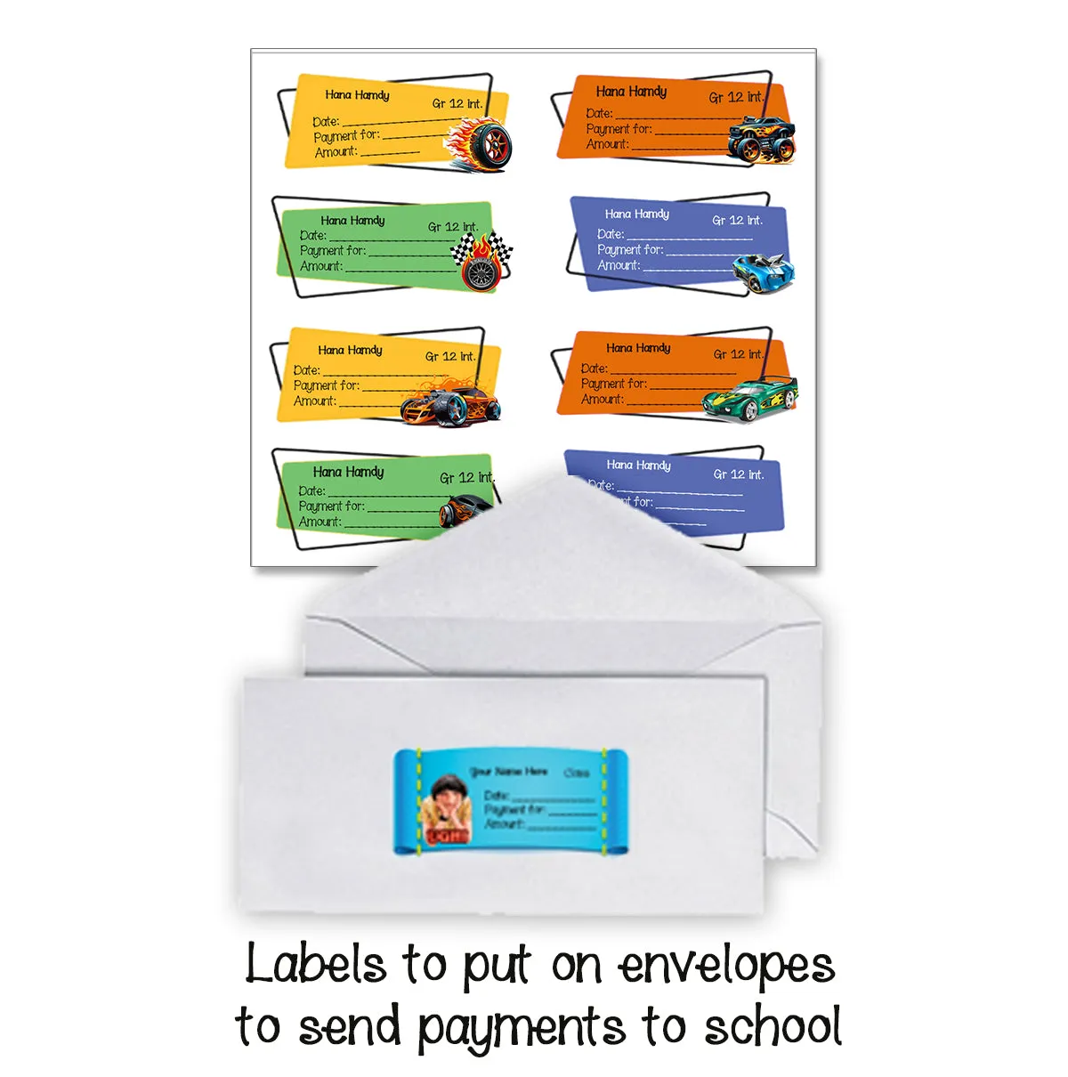 ""Hot Wheels" School labels packs