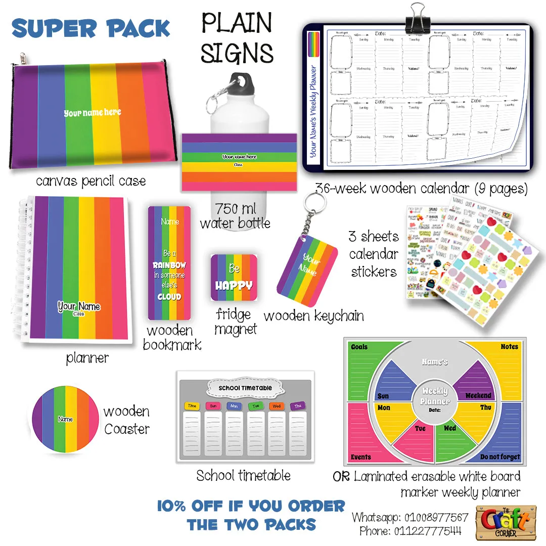 ""Plain signs" School labels packs