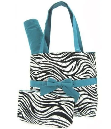 QZB2721 Quilted Zebra 3PC Diaper Bag