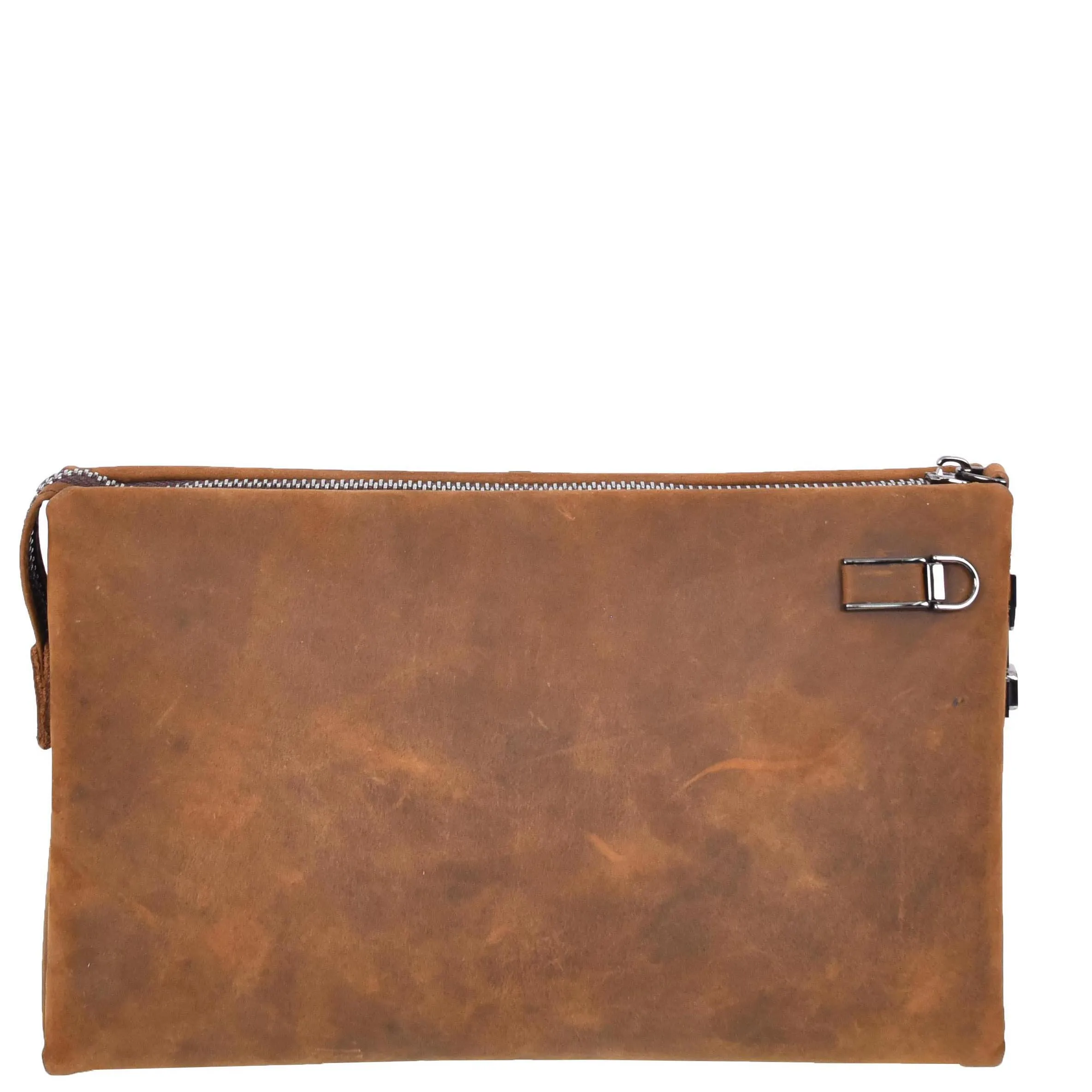 Real Leather Lockable Wrist Bag Thames Tan Hunter