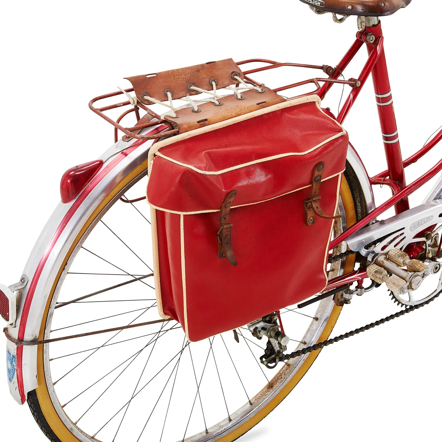 Red La Perle Cruiser Bike with Saddle Bag