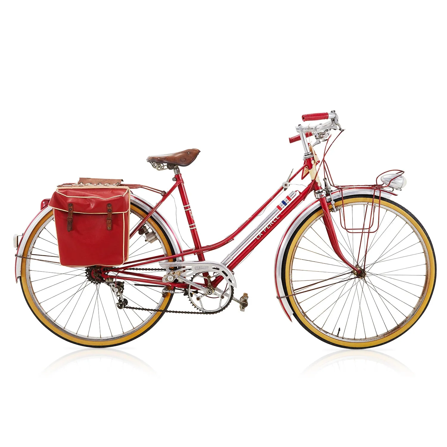 Red La Perle Cruiser Bike with Saddle Bag