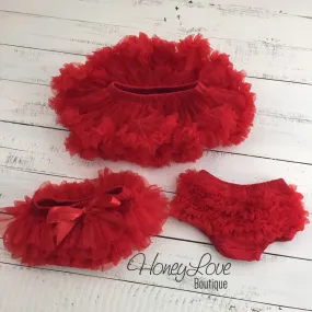 Red - Pettiskirt - Tutu Skirt Bloomer - Ruffle Bottom Bloomer