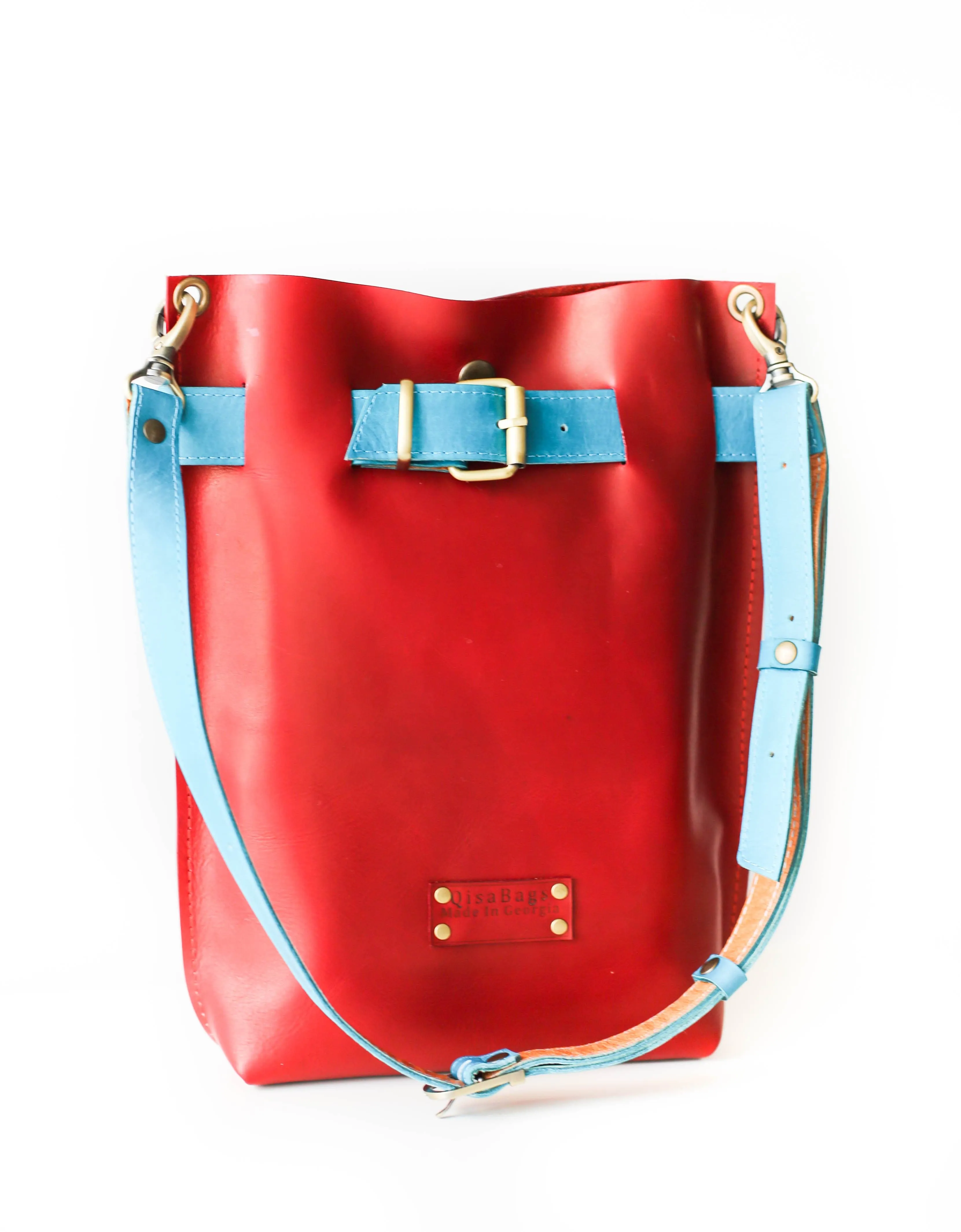 Red with Blue Leather Bag