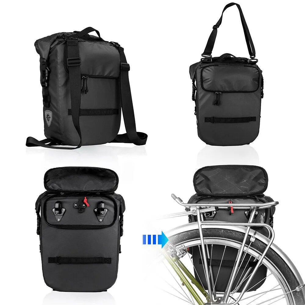 Rhinowalk Waterproof Bike Bag 20L Rear Rack Pannier Black Travel Cycling Bag Multifunctional Shoulder Bag backpack Bicycle Bag