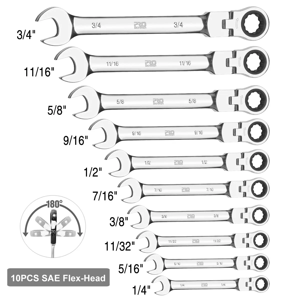 SAE and Metric Ratcheting Wrench Set 20-Piece