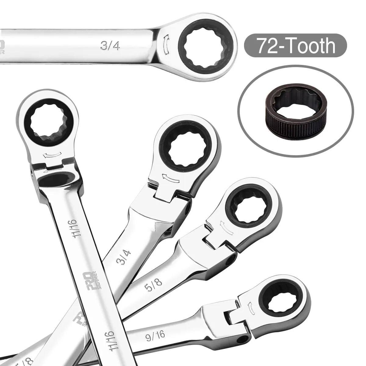 SAE and Metric Ratcheting Wrench Set 20-Piece