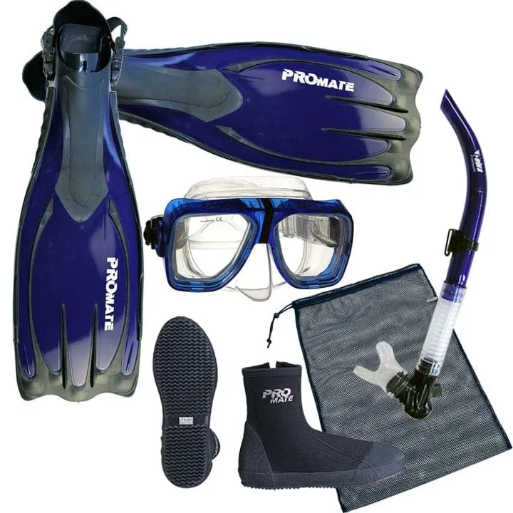 Scuba Dive Snorkeling Mask Snorkel Boots Fins Gear Bag Set - SCS0046