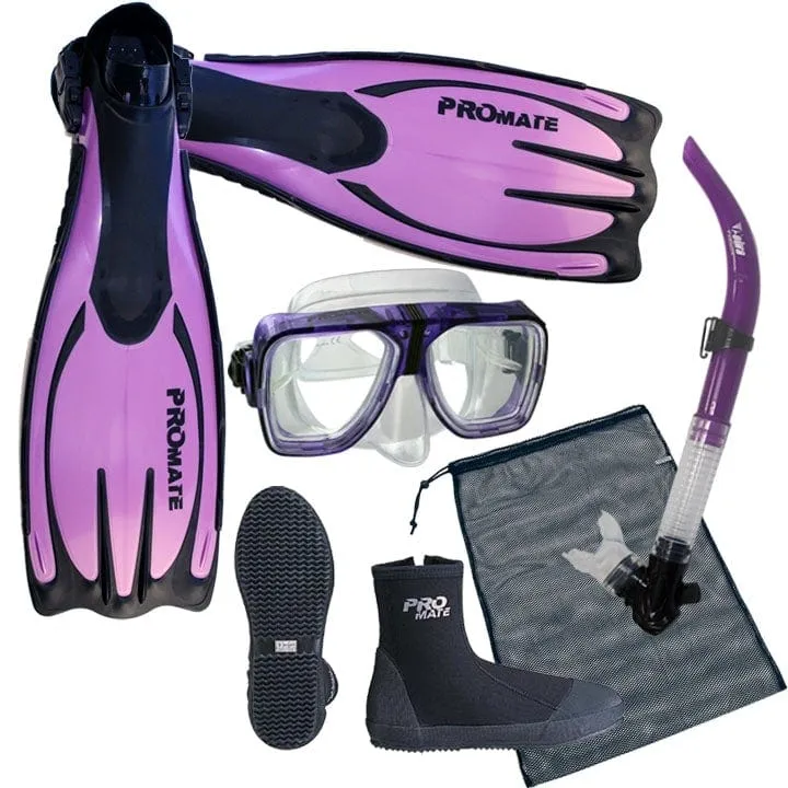 Scuba Dive Snorkeling Mask Snorkel Boots Fins Gear Bag Set - SCS0046