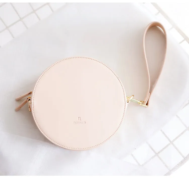 Simple Womens Leather Handbags Crossbody Circle Bags Purse for Women