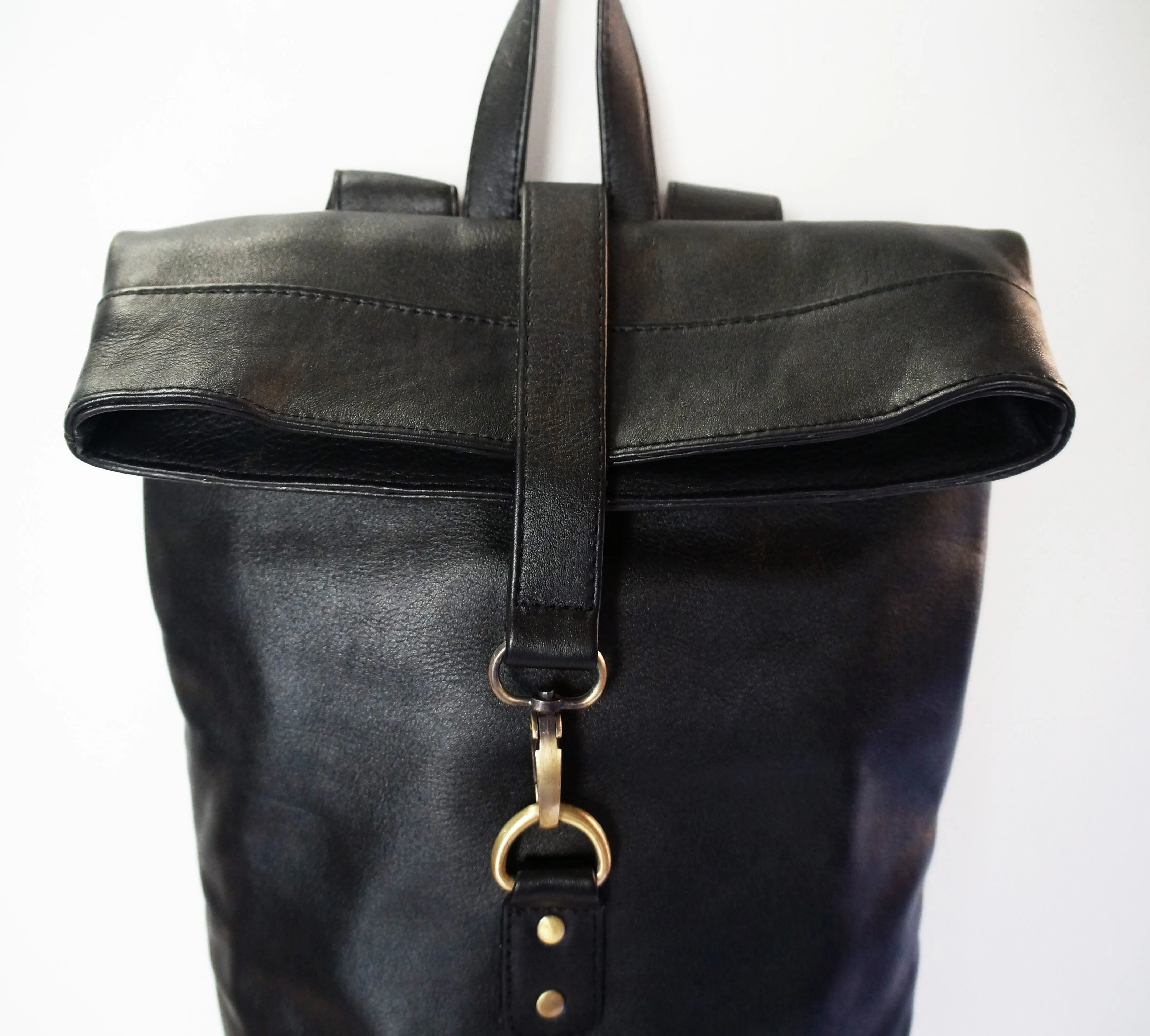 Small Black Leather Backpack