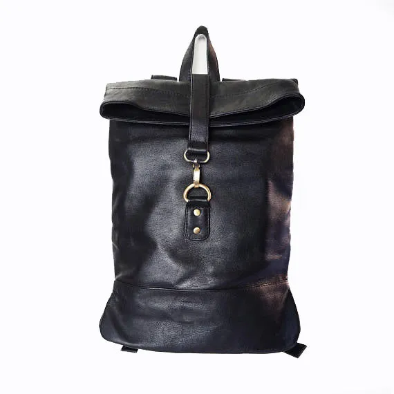 Small Black Leather Backpack