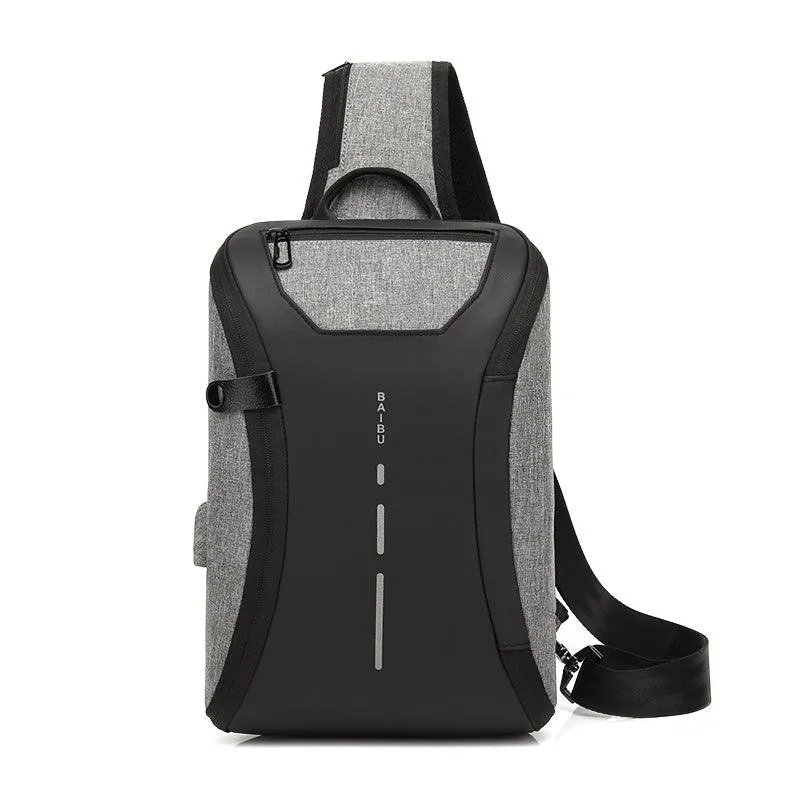 Smart WaterProof Sports Shoulder Bag With USB Port-Grey