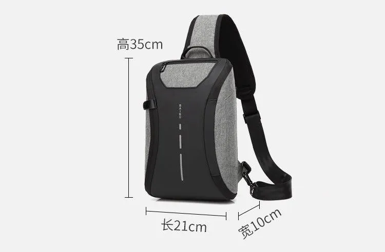 Smart WaterProof Sports Shoulder Bag With USB Port-Grey