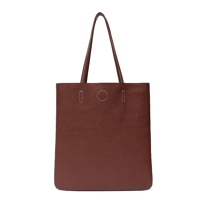 Solid Color Women's Large Natural Cowhide Tote Bags For Shopping