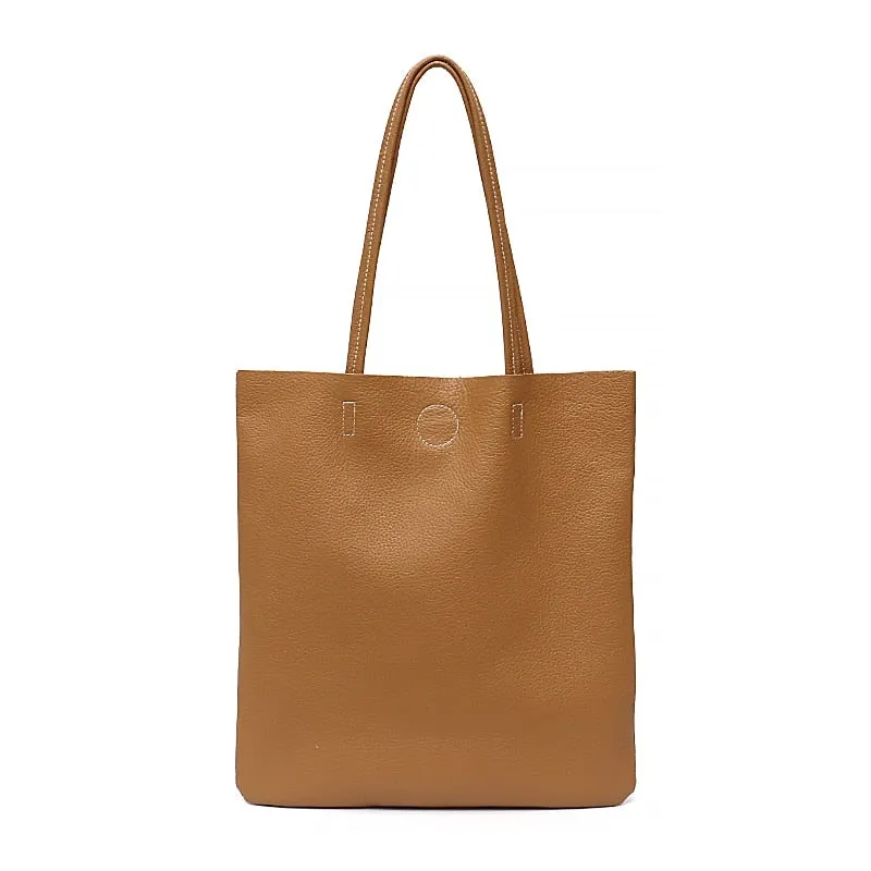 Solid Color Women's Large Natural Cowhide Tote Bags For Shopping