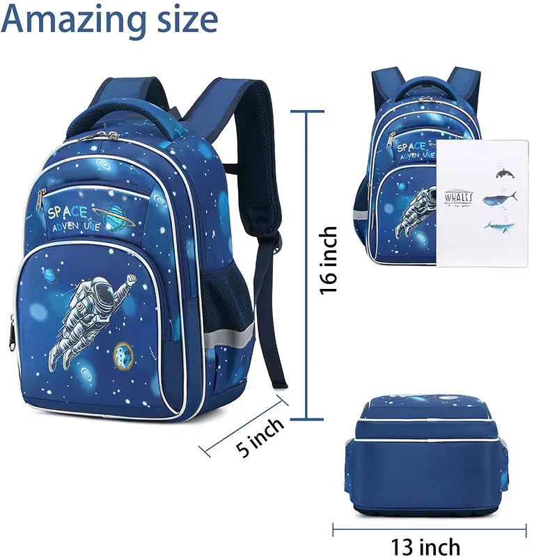 Space Adventure Print Large Capacity Waterproof School Bag - Galaxy-Themed Backpack