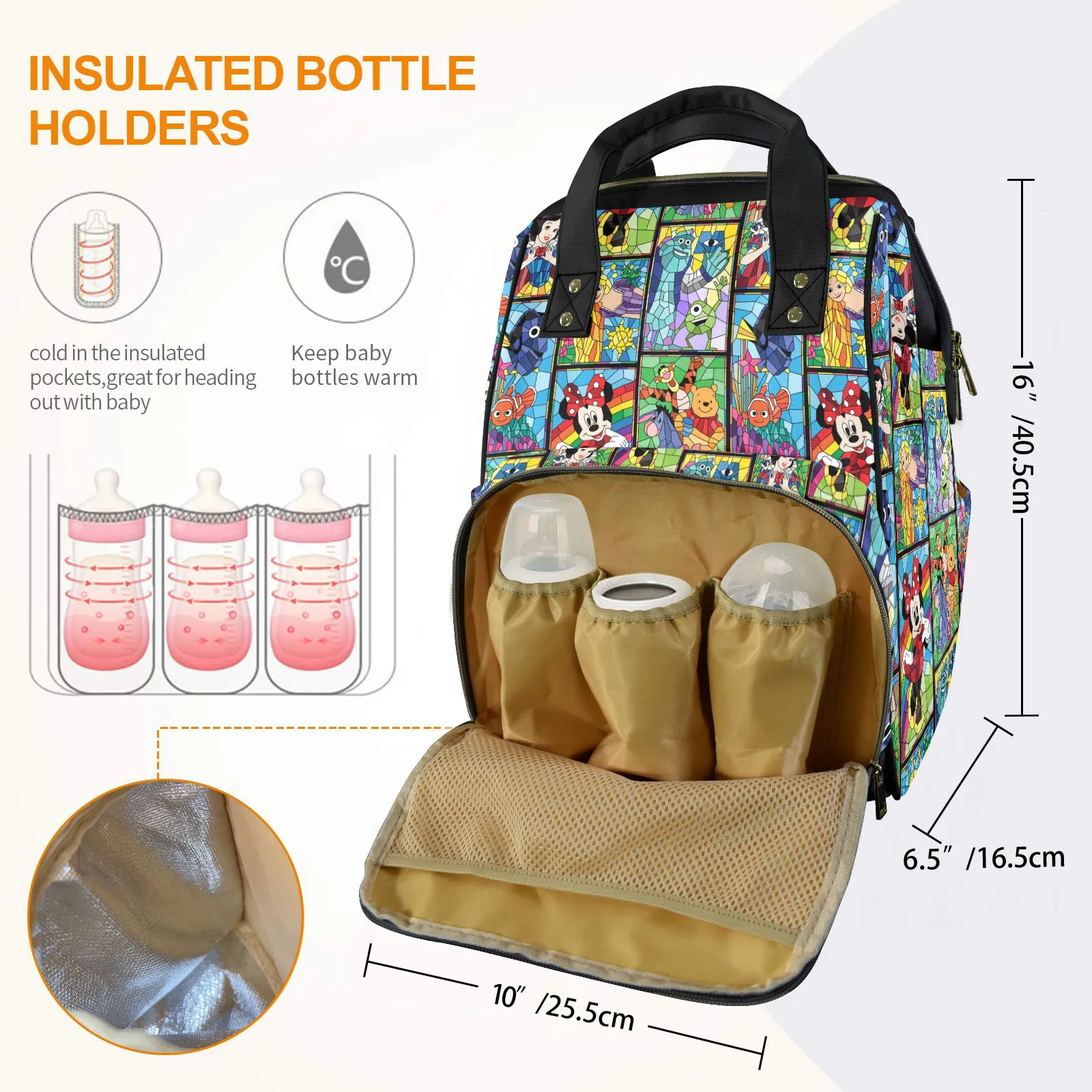 Stained Glass Characters Multi-Function Diaper Bag