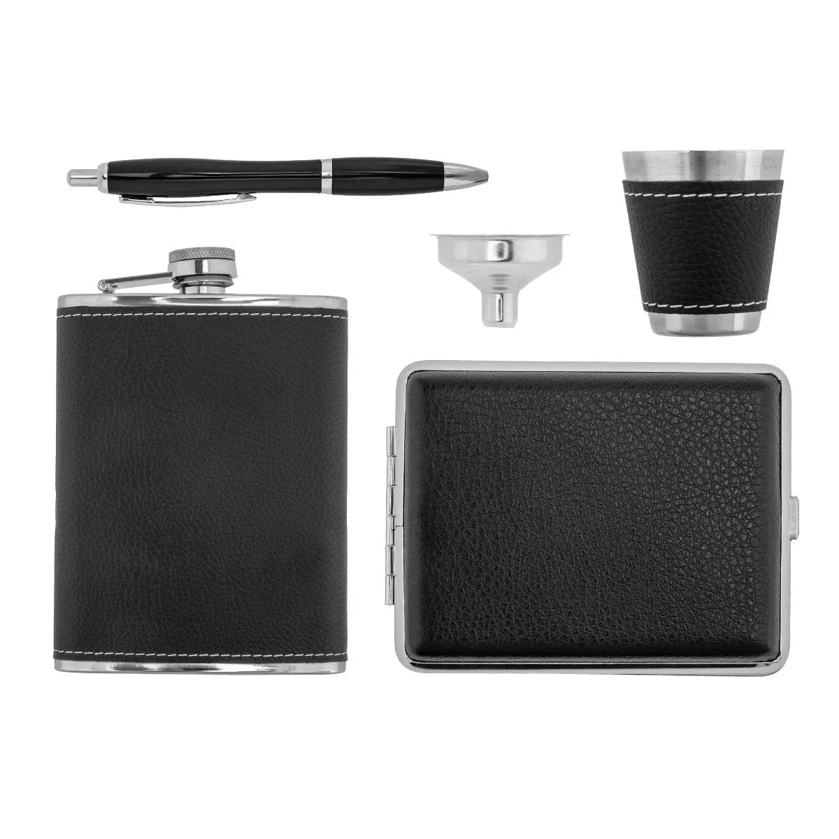 Stainless Steel Gift Set, 8 oz Hip Flask