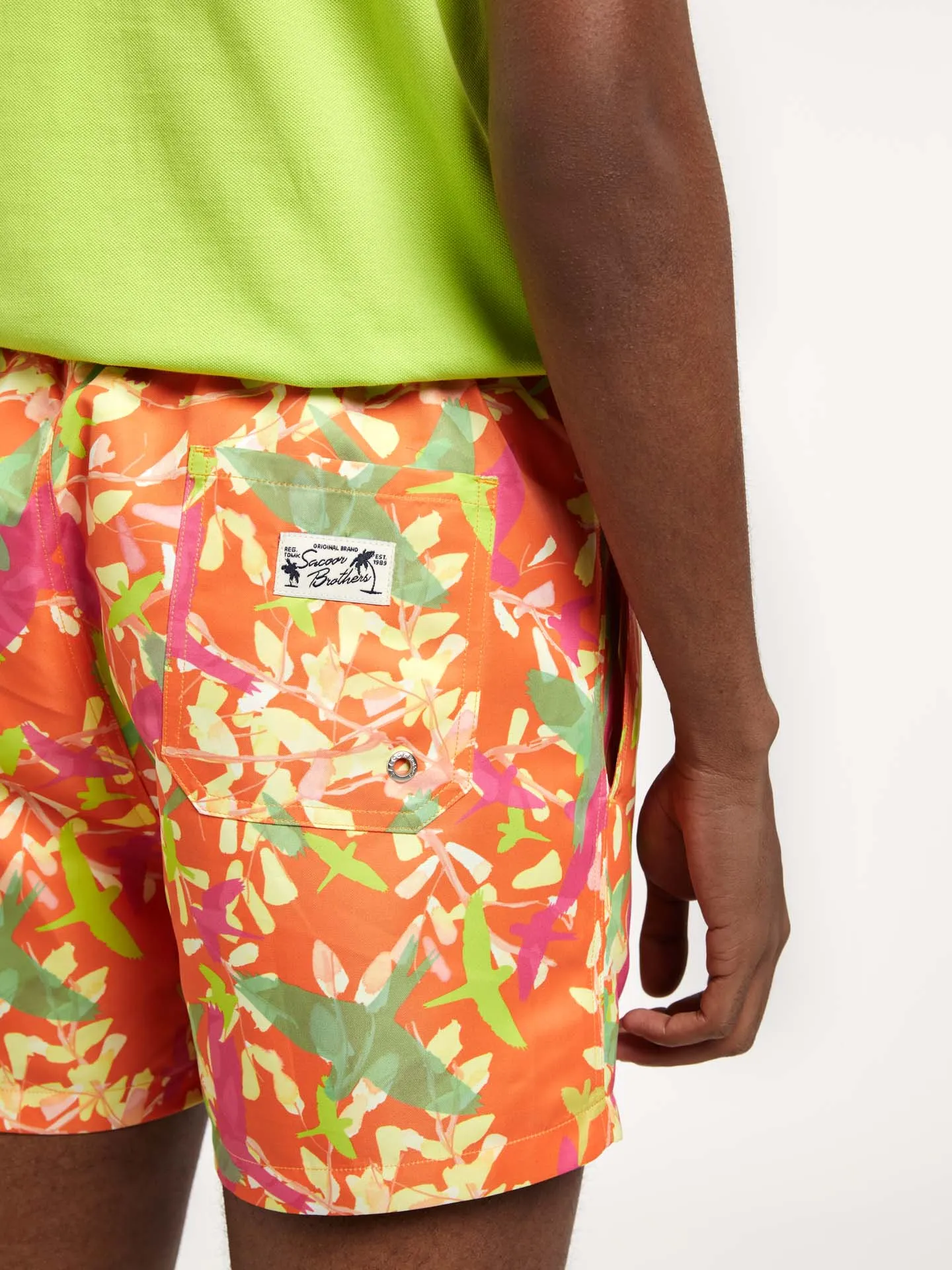 Swim Shorts With 'Birds' Print