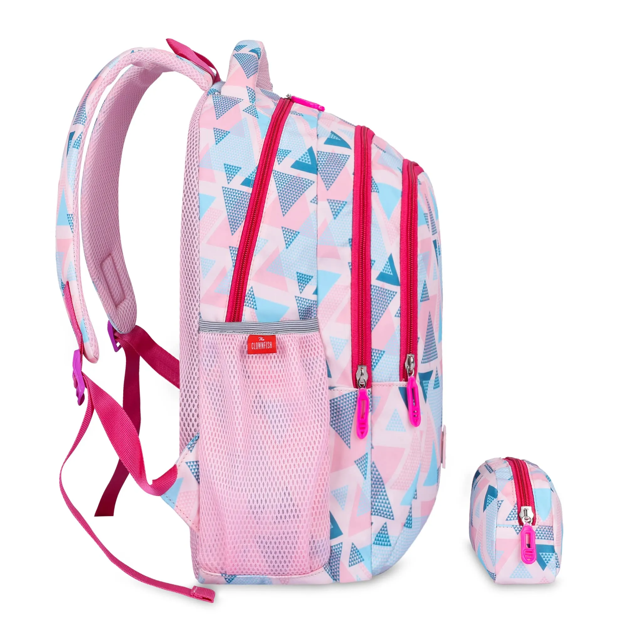 THE CLOWNFISH Scholastic Series Printed Polyester 30 L School Standard Backpack With Pencil/Staionery Pouch School Bag Daypack Picnic Bag For School Going Boys & Girls Age 8-10 Years (Baby Pink)