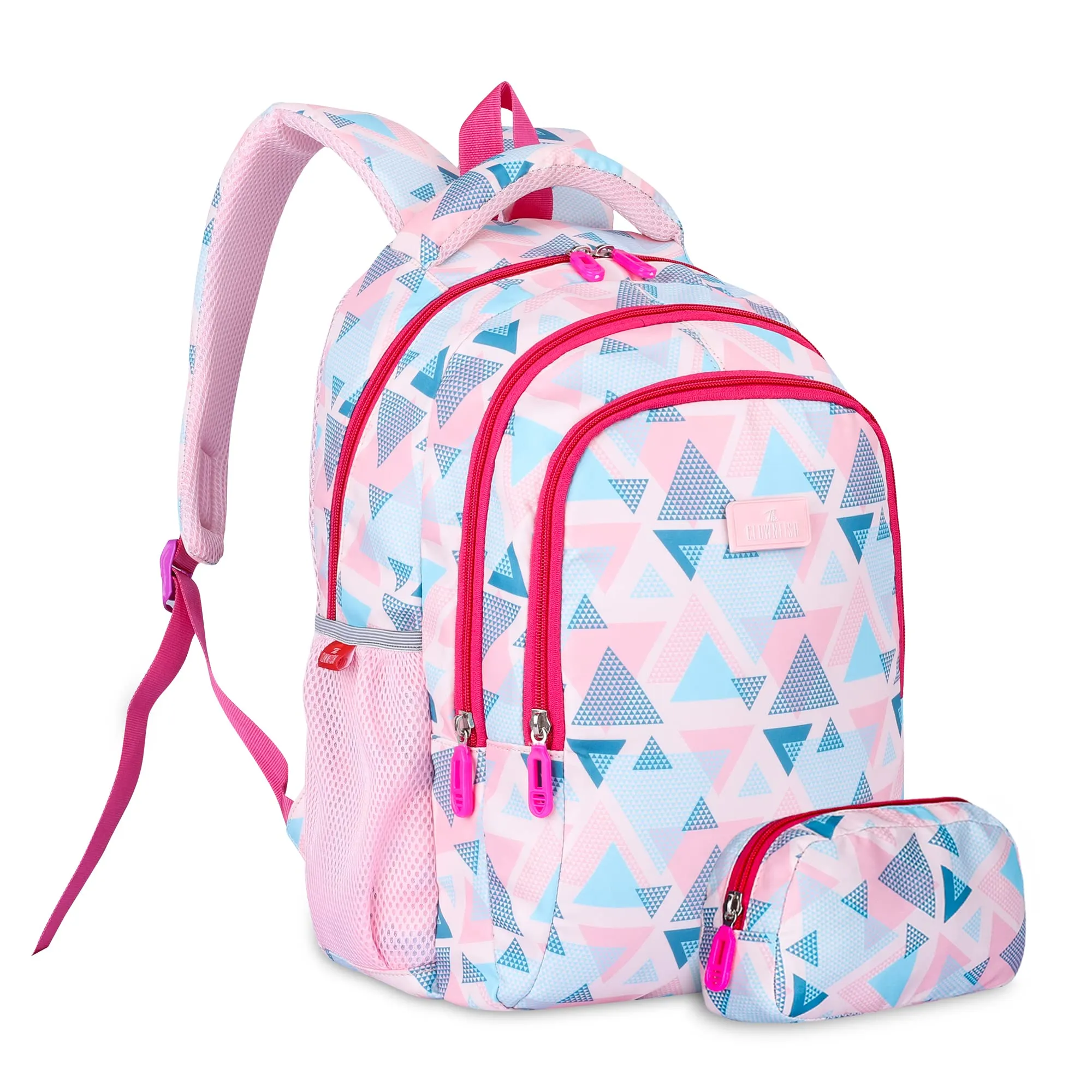 THE CLOWNFISH Scholastic Series Printed Polyester 30 L School Standard Backpack With Pencil/Staionery Pouch School Bag Daypack Picnic Bag For School Going Boys & Girls Age 8-10 Years (Baby Pink)