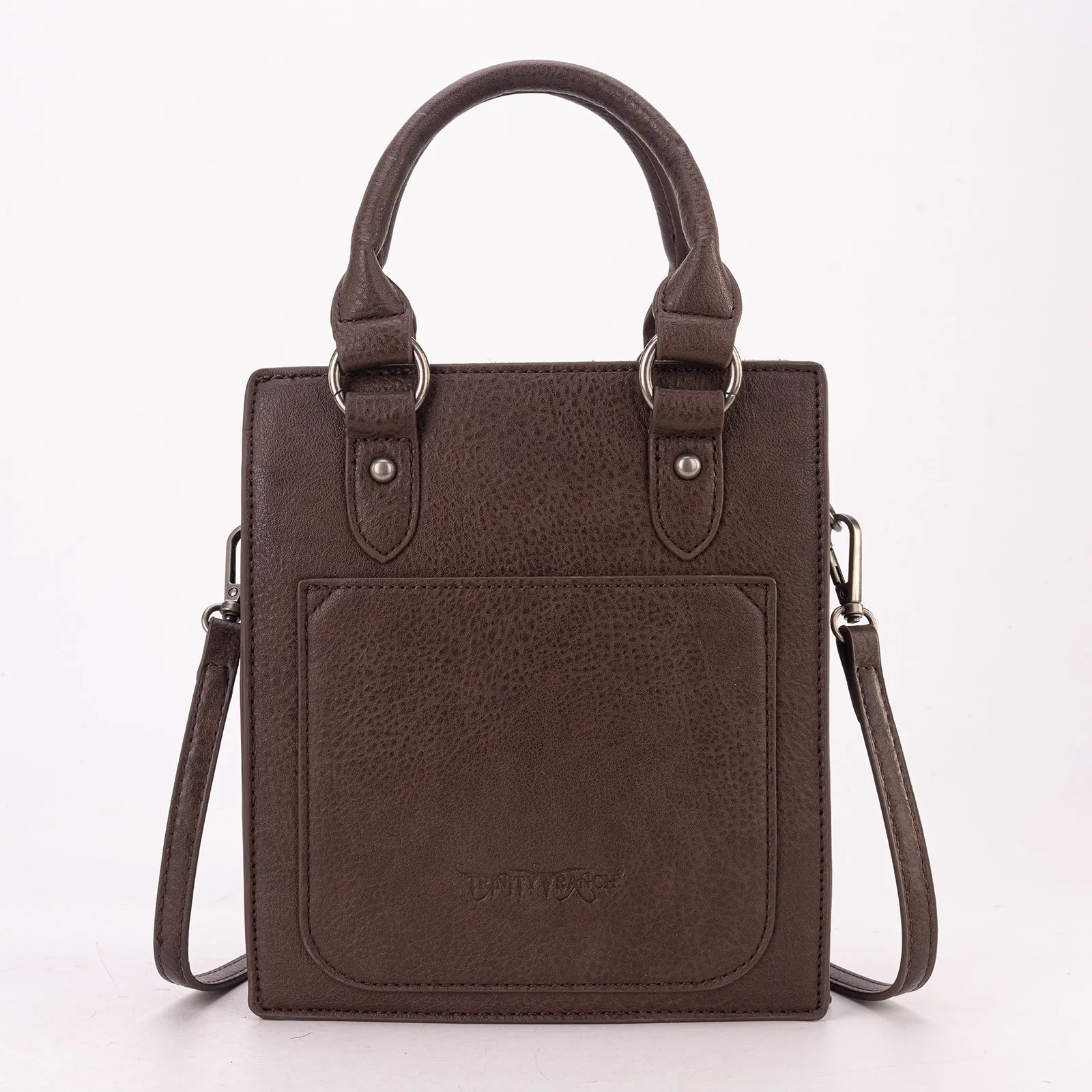 TR183-8360  Trinity Ranch Hair On Cowhide Top Handle Tote/Crossbody - Coffee