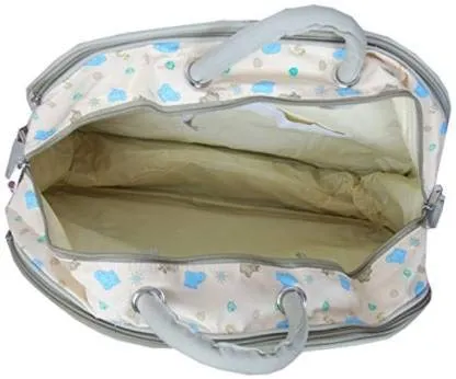 Unique Ideas New Born Baby Multipurpose Polyester Diaper/Mother Bag with Holder Diaper Changing Multi Compartment (Printed Cream, Medium)(Pack of 1)