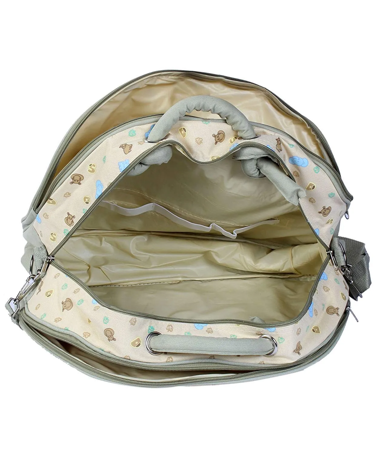 Unique Ideas New Born Baby Multipurpose Polyester Diaper/Mother Bag with Holder Diaper Changing Multi Compartment (Printed Cream, Medium)(Pack of 1)