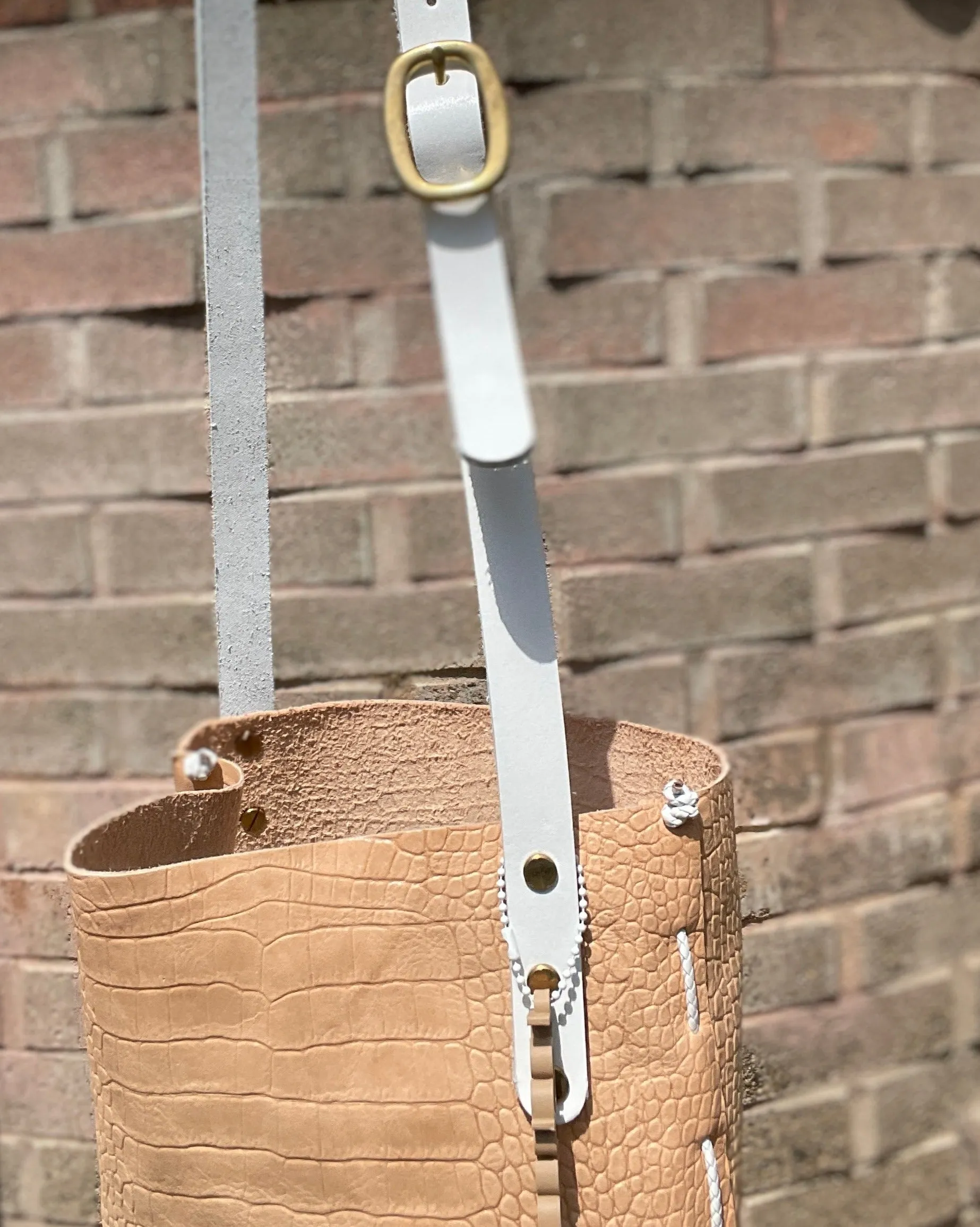 Veg Tan Embossed Crossbody Bag