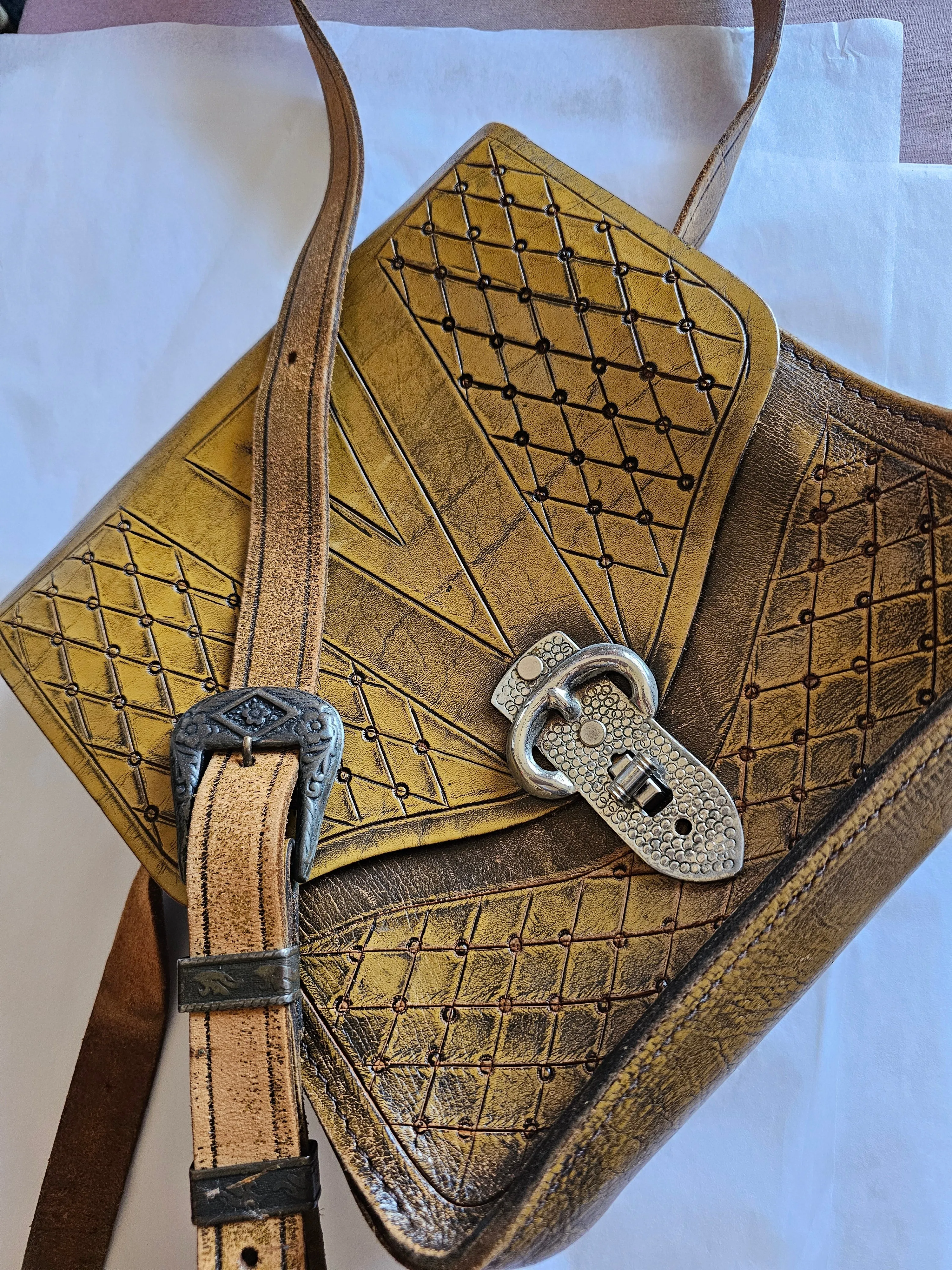 Vintage Leather Tooled Bag