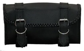 VS118H Vance Leather 2 Strap Tool Bag with Braid Accents