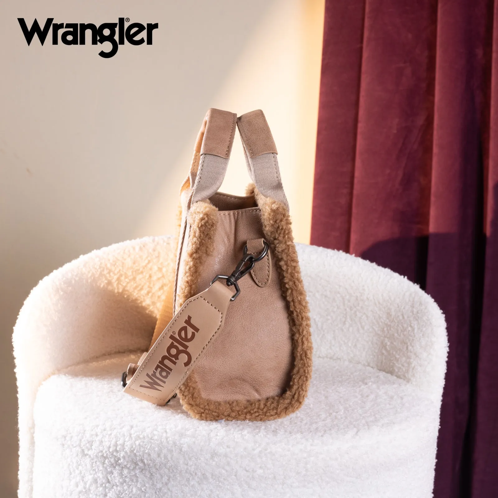 WG181-8120S  Wrangler Sherpa Small Canvas Tote/Crossbody - Khaki