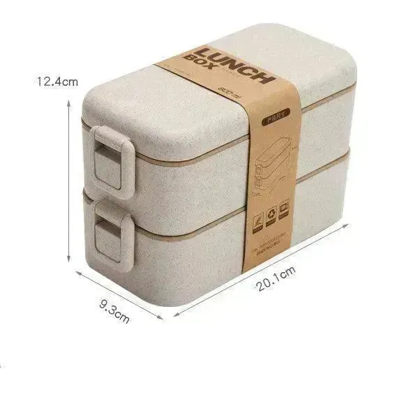 Wheat Straw Lunch Box Japanese Tableware Lunch Box Microwave Oven Student Multi-layer Lunch Box Sushi Box Double-layer Lunch Box Custom Logo