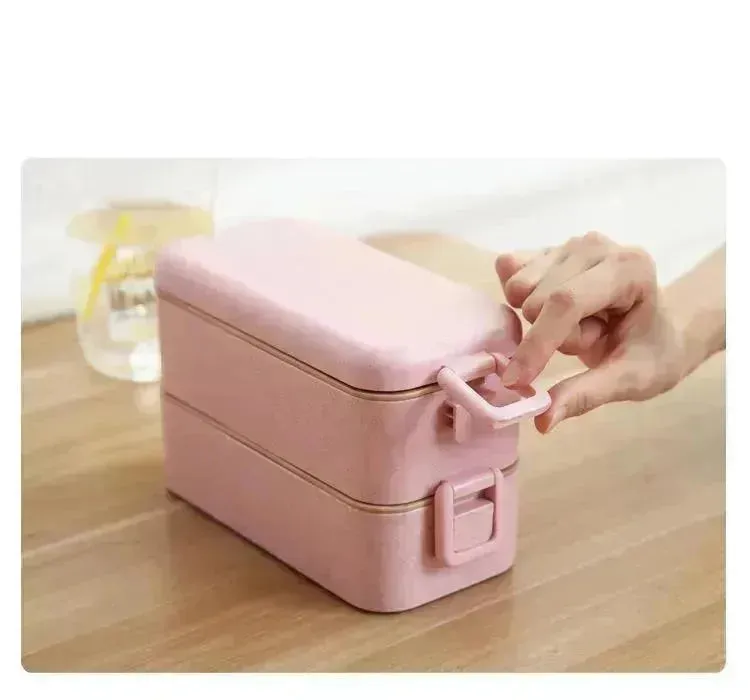 Wheat Straw Lunch Box Japanese Tableware Lunch Box Microwave Oven Student Multi-layer Lunch Box Sushi Box Double-layer Lunch Box Custom Logo