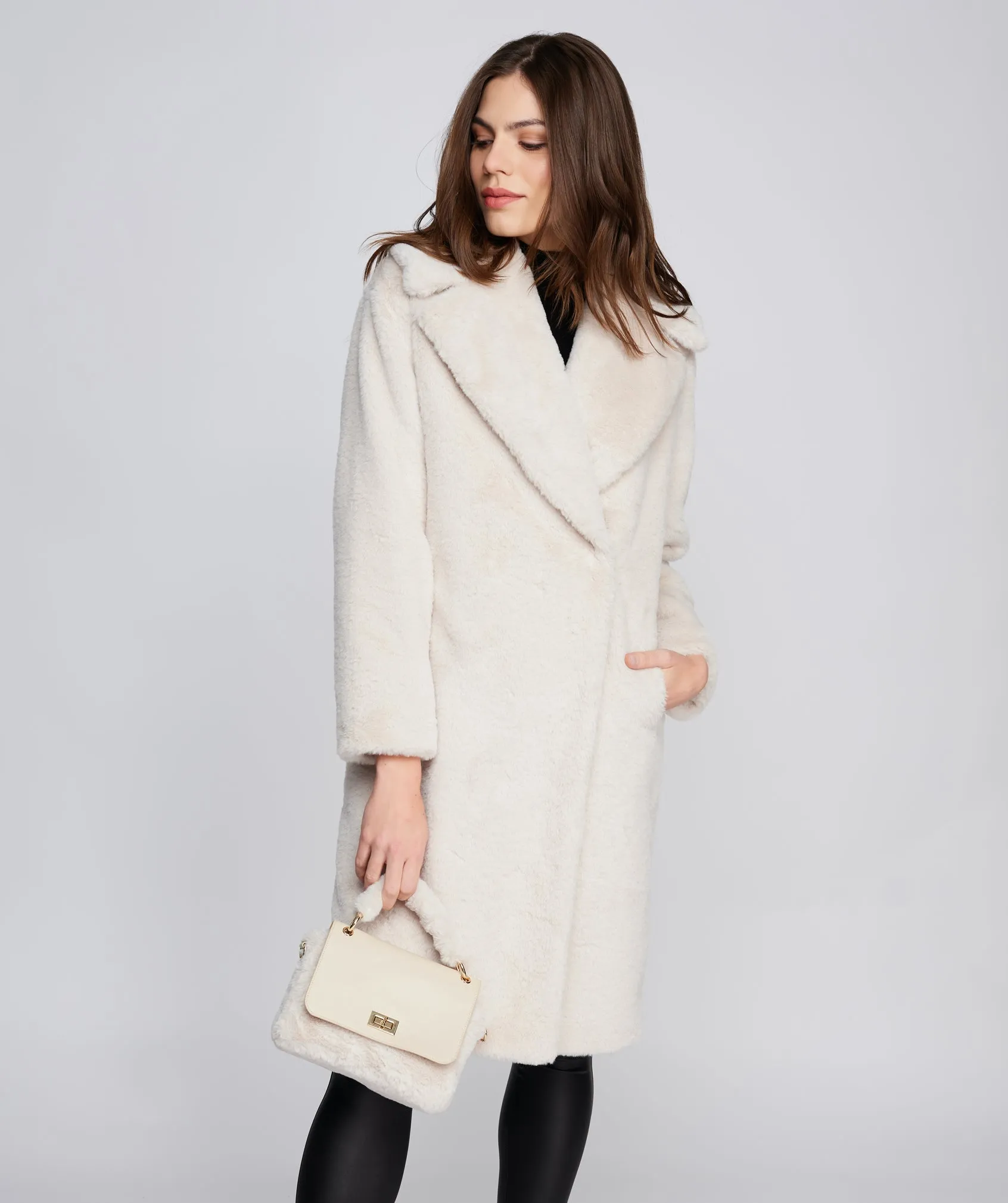 Winter White Faux Fur Crossbody Bag