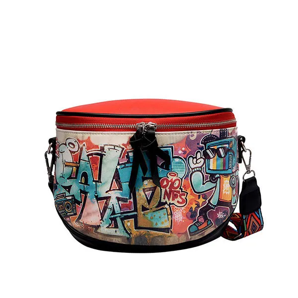 Women Fashion Multi-carry Bag Hip-Hop Graffiti Colorful Crossbody