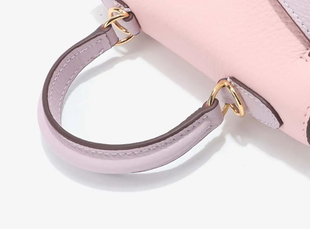 Womens Mini Padlock  Pink / Mauve Pale Gold Hardware Grainy Togo Leather