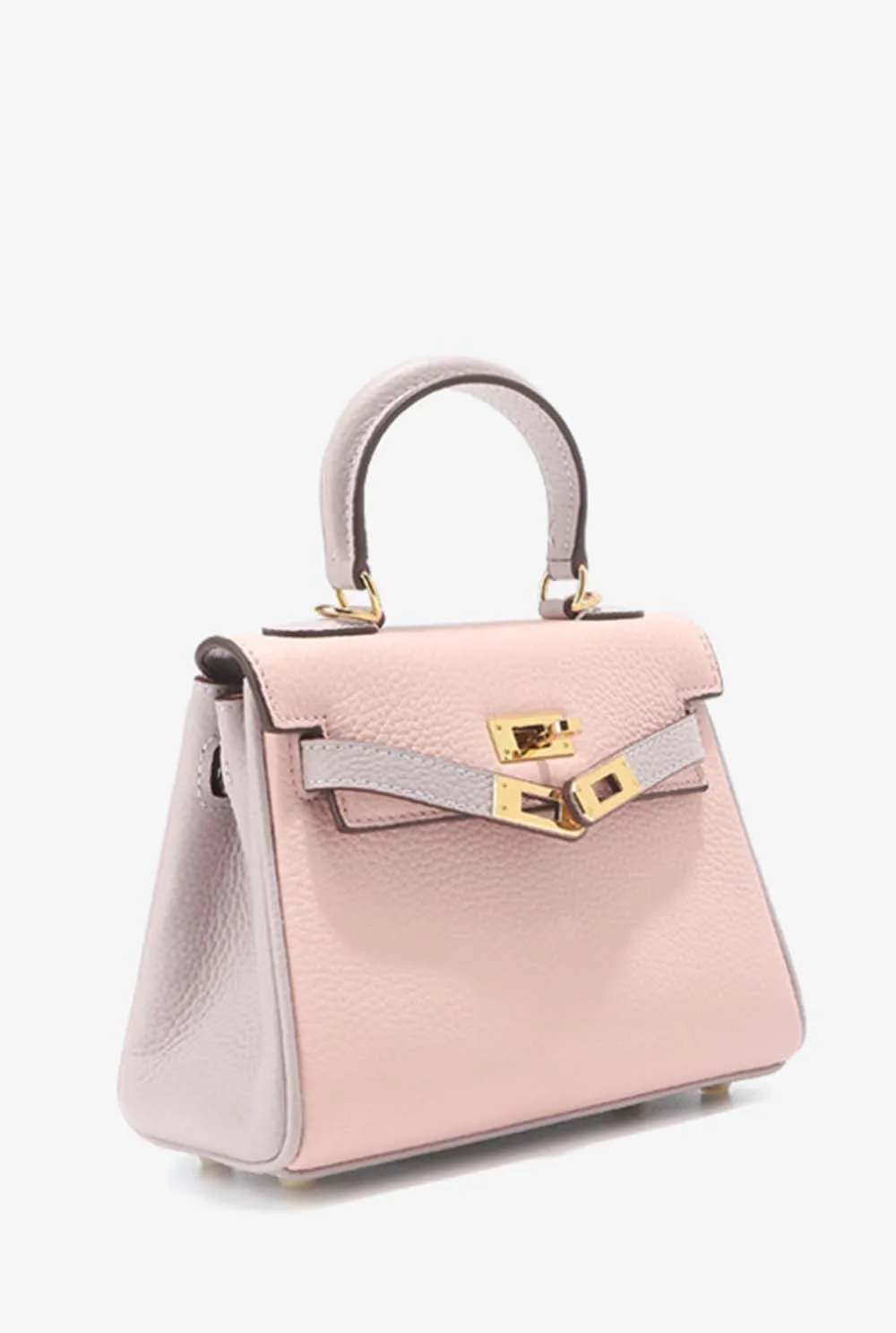 Womens Mini Padlock  Pink / Mauve Pale Gold Hardware Grainy Togo Leather