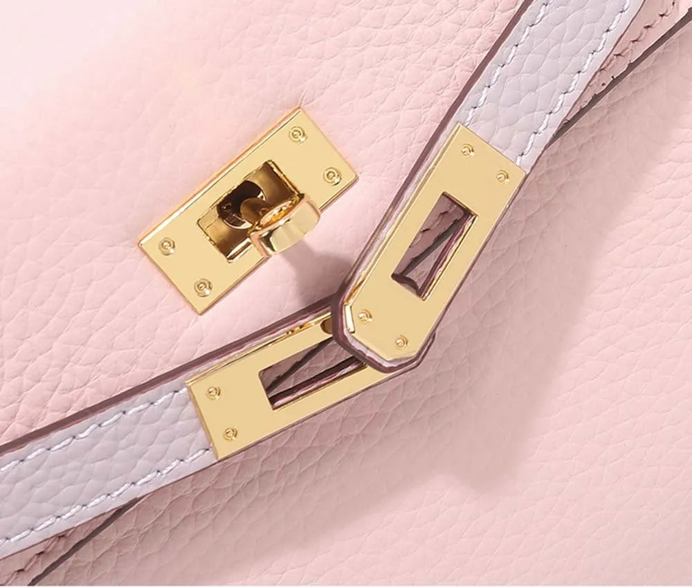 Womens Mini Padlock  Pink / Mauve Pale Gold Hardware Grainy Togo Leather