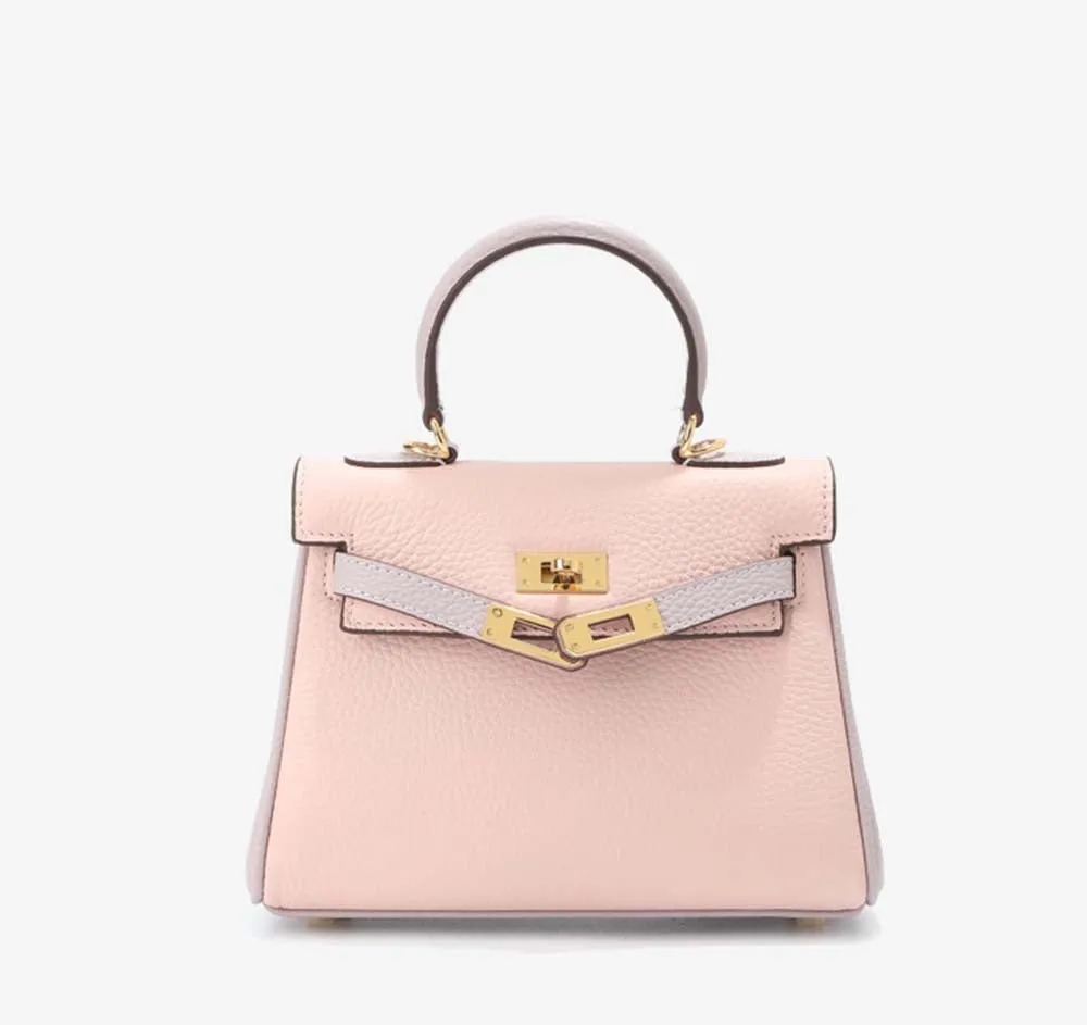 Womens Mini Padlock  Pink / Mauve Pale Gold Hardware Grainy Togo Leather