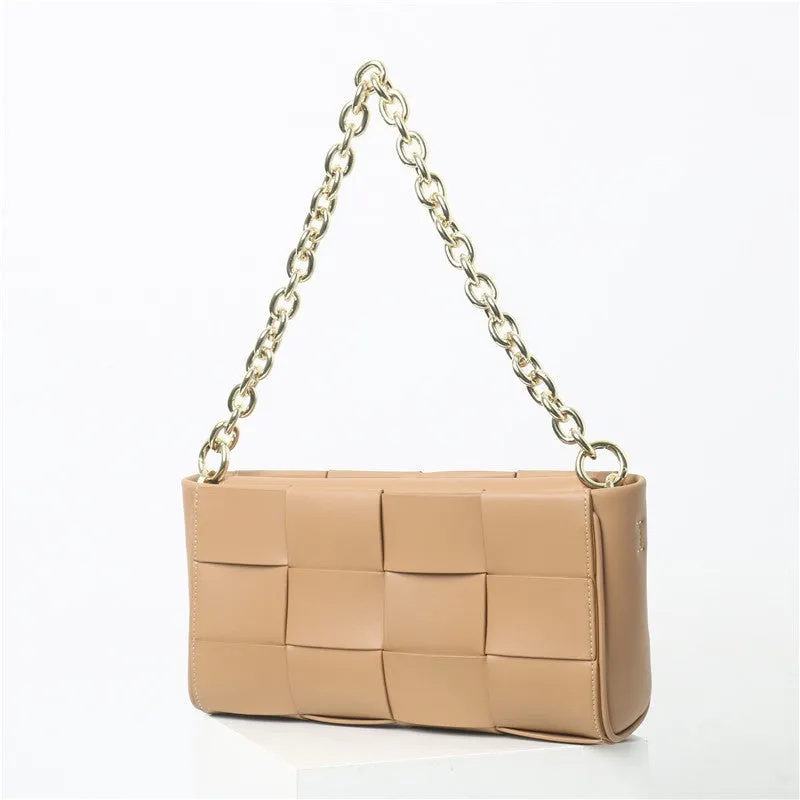 Woven Leather Cross Body Underarm Shoulder Bag