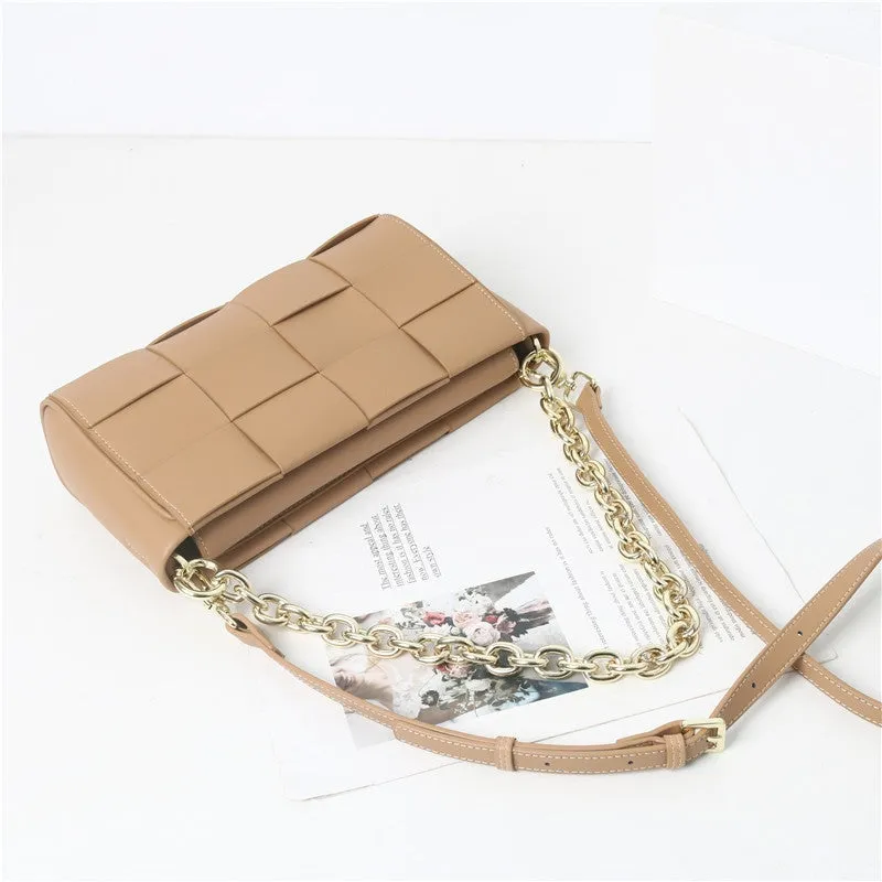 Woven Leather Cross Body Underarm Shoulder Bag