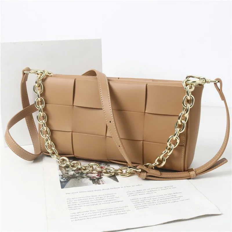 Woven Leather Cross Body Underarm Shoulder Bag