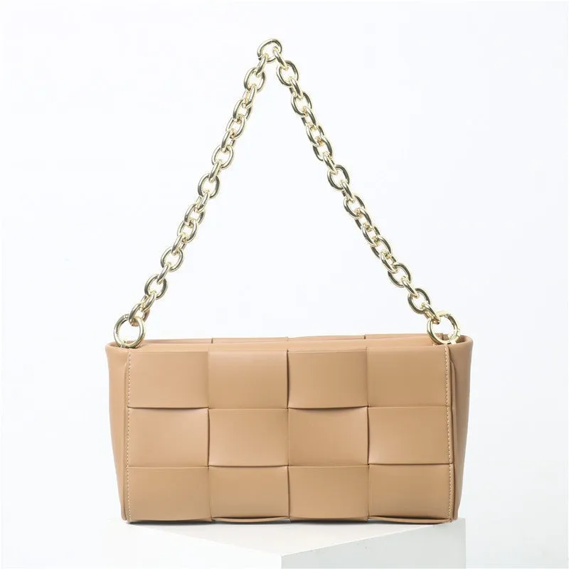 Woven Leather Cross Body Underarm Shoulder Bag