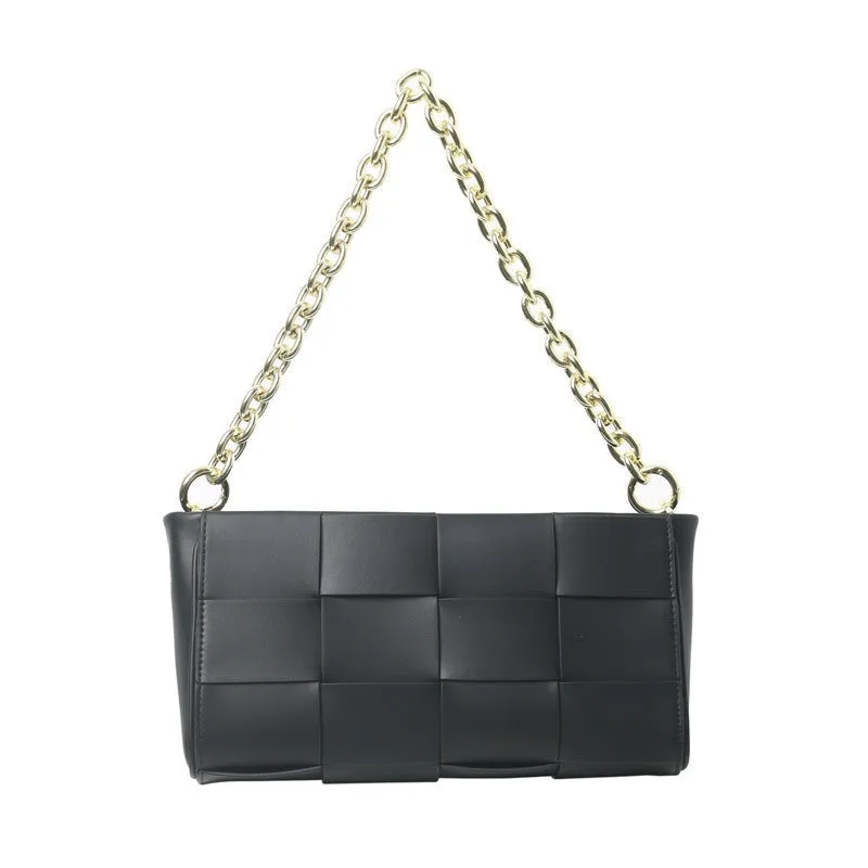 Woven Leather Cross Body Underarm Shoulder Bag