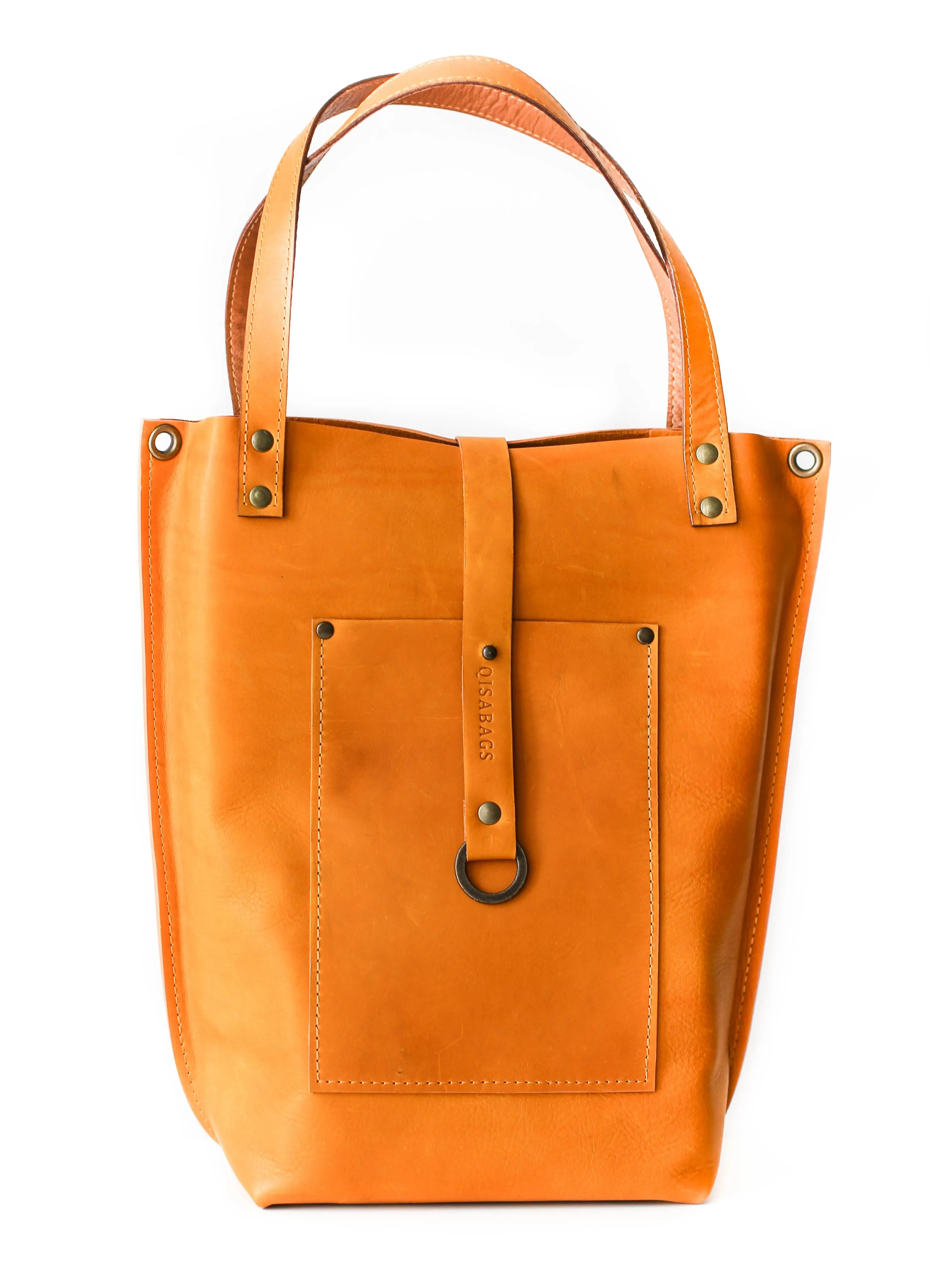 Yellow Leather Tote Bag