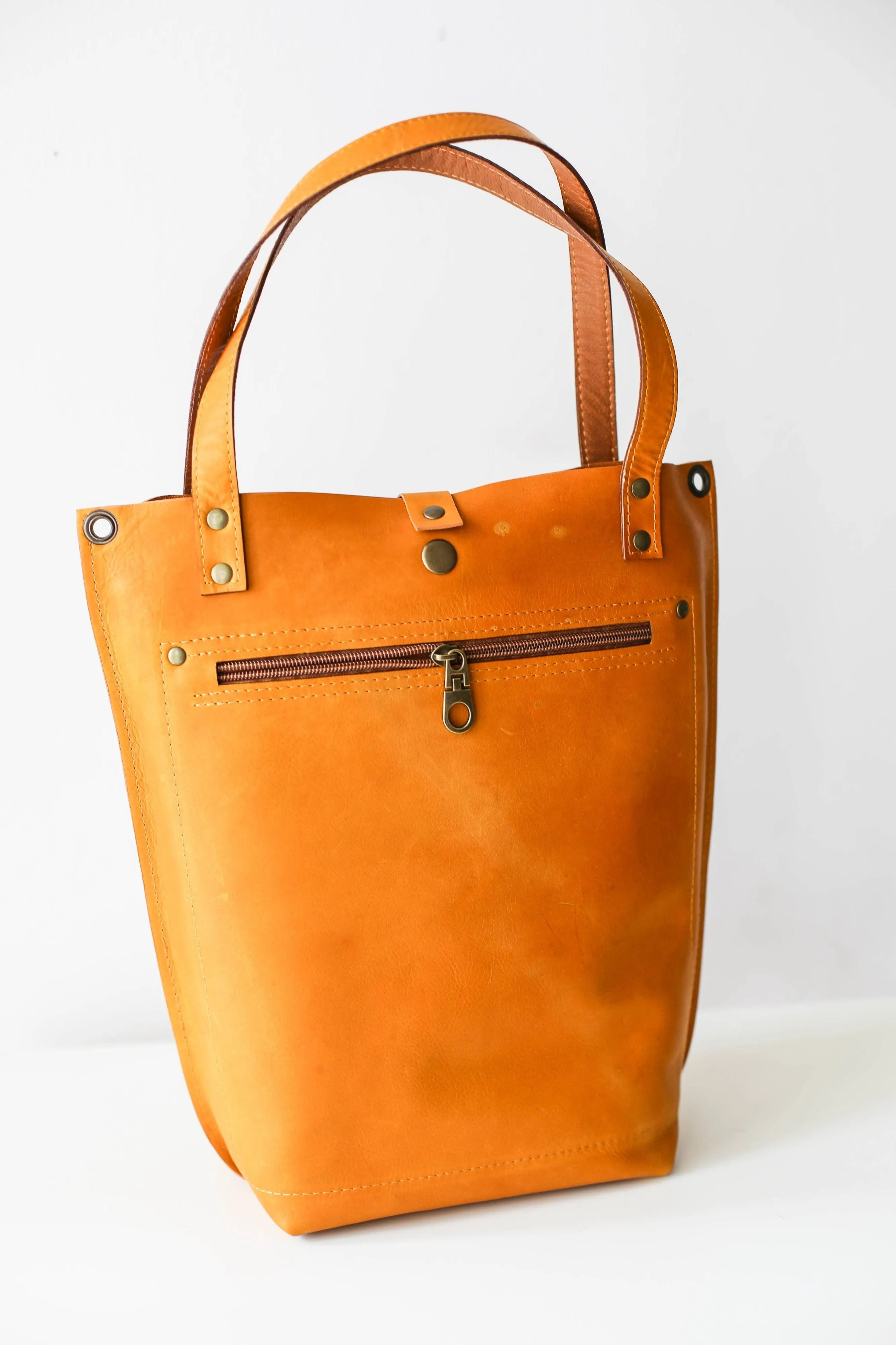 Yellow Leather Tote Bag